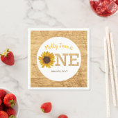 Rustikale Sonnenblume 1. Geburtstag Boho Wasserfar Serviette (Beispiel)