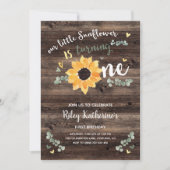 Rustikale Sonnenblume 1. Geburtstag Einladung (Vorderseite)