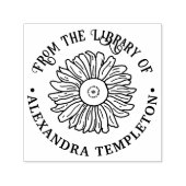 Rustikale Sonnenblume #1 Round Library Book Name Permastempel (Design)