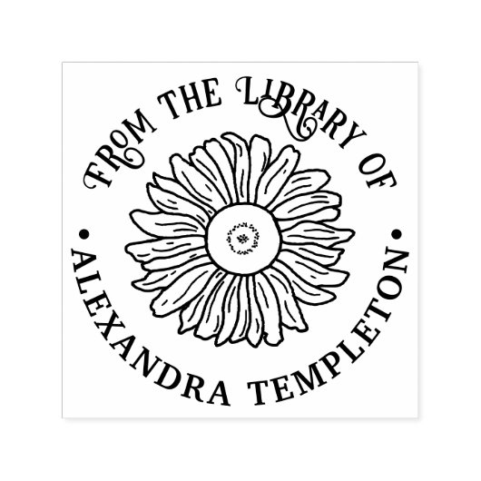 Rustikale Sonnenblume #1 Round Library Book Name Permastempel (Design)