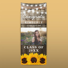 Rustikale Sonnenblume 2023 Abschluss Foto Door Banner