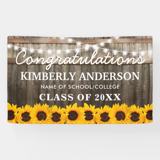 Rustikale Sonnenblume 2025 Abschluss Banner (Horizontal)