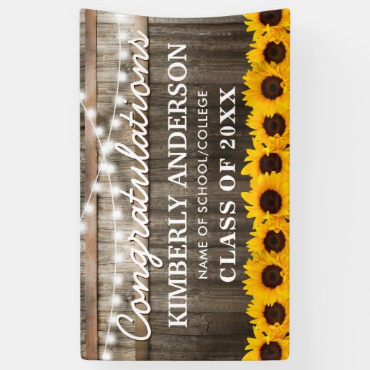Rustikale Sonnenblume 2025 Abschluss Banner (Vertikal)