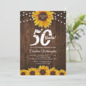 Rustikale Sonnenblume 50. Geburtstag Streichellich Einladung (Stehend Vorderseite)