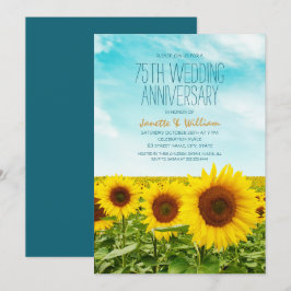 Rustikale Sonnenblume 75. Hochzeitstag Einladung