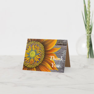 Rustikale Sonnenblume an der Barbe Dankeskarte