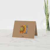 Rustikale Sonnenblume an der Barbe Dankeskarte (Rückseite)