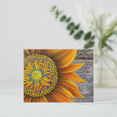Rustikale Sonnenblume an der Barbe Postkarte (Stehend Vorderseite)