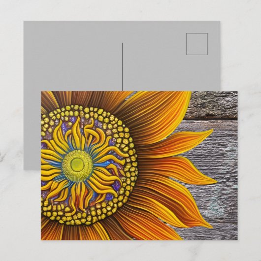 Rustikale Sonnenblume an der Barbe Postkarte (Vorne/Hinten)