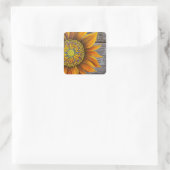 Rustikale Sonnenblume an der Barbe Quadratischer Aufkleber (Tasche)