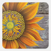 Rustikale Sonnenblume an der Barbe Quadratischer Aufkleber (Vorderseite)