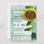 Rustikale Sonnenblume Aqua Blue White Lace Garden  Einladung (Vorderseite)