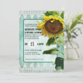 Rustikale Sonnenblume Aqua Blue White Lace Garden  Einladung (Stehend Vorderseite)