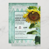 Rustikale Sonnenblume Aqua Blue White Lace Garden  Einladung (Vorne/Hinten)