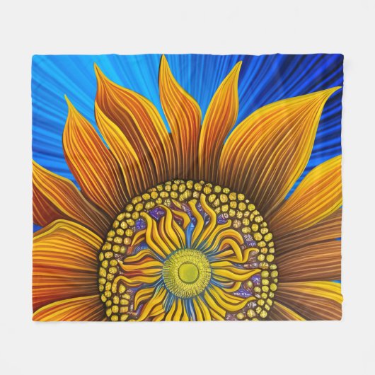 Rustikale Sonnenblume auf blau Fleecedecke (Vorderseite (Horizontal))