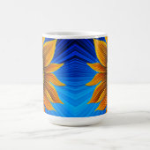 Rustikale Sonnenblume auf blau Kaffeetasse (Mittel)