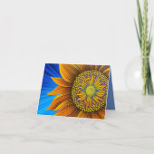 Rustikale Sonnenblume auf blau Karte (Vorderseite)