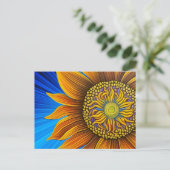 Rustikale Sonnenblume auf blau Postkarte (Stehend Vorderseite)
