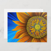 Rustikale Sonnenblume auf blau Postkarte (Vorne/Hinten)