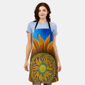 Rustikale Sonnenblume auf blau Schürze (Getragen)