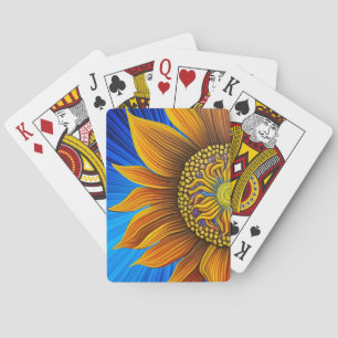 Rustikale Sonnenblume auf blau Spielkarten