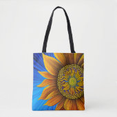 Rustikale Sonnenblume auf blau Tasche (Vorderseite)