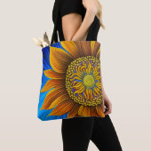 Rustikale Sonnenblume auf blau Tasche (Von Nahem)