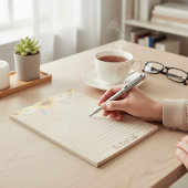 Rustikale Sonnenblume auf der Liste Notizblock