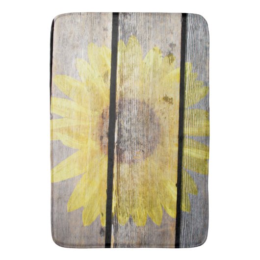 Rustikale Sonnenblume auf Holz Badematte (Vorderseite Vertikal)