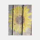 Rustikale Sonnenblume auf Holz Fleecedecke (Vorderseite)