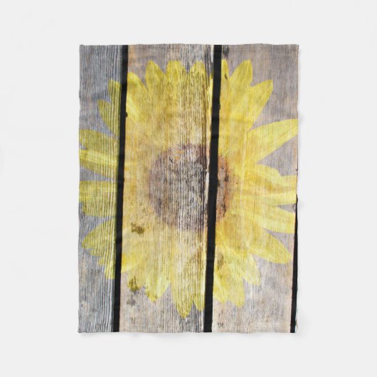 Rustikale Sonnenblume auf Holz Fleecedecke (Vorderseite)