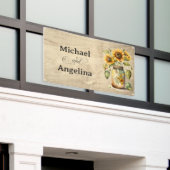 Rustikale Sonnenblume auf Holzgrund Banner (Äußeres Gebäude)