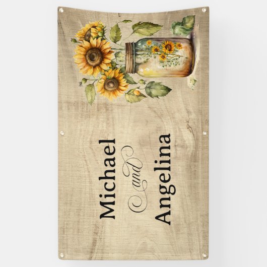 Rustikale Sonnenblume auf Holzgrund Banner (Vertikal)