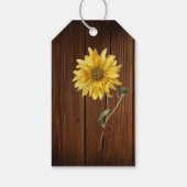 Rustikale Sonnenblume auf Holzhochzeit Begrüßungsb Geschenkanhänger (Rückseite)