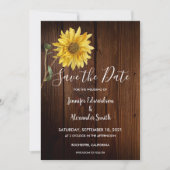 Rustikale Sonnenblume auf Stallenholz Hochzeit Save The Date (Vorderseite)