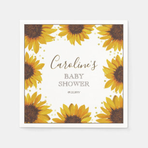 Rustikale Sonnenblume Babydusche Boho Wasserfarbe Serviette