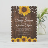 Rustikale Sonnenblume Babydusche mit Streichleucht Einladung (Stehend Vorderseite)