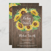 Rustikale Sonnenblume-Babyparty-Einladung Einladung (Vorne/Hinten)