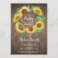 Rustikale Sonnenblume-Babyparty-Einladung