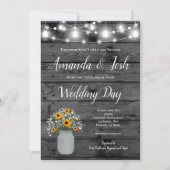 Rustikale Sonnenblume Babys Atemmason Jar Wedding Einladung (Vorderseite)