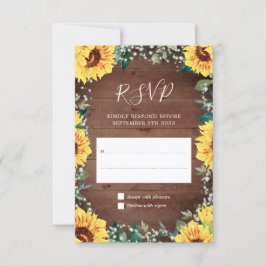 Rustikale Sonnenblume Babys atmen Border Wood Wedd RSVP Karte