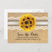 Rustikale Sonnenblume, Ball & Burlap Save the Date Ankündigungspostkarte (Vorne/Hinten)