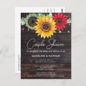 Rustikale Sonnenblume Barnwood Paare Dusche einlad Postkarte (Vorne/Hinten)