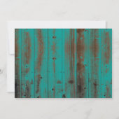 Rustikale Sonnenblume Barrel Aquamarin Barn Cowgir Einladung (Rückseite)