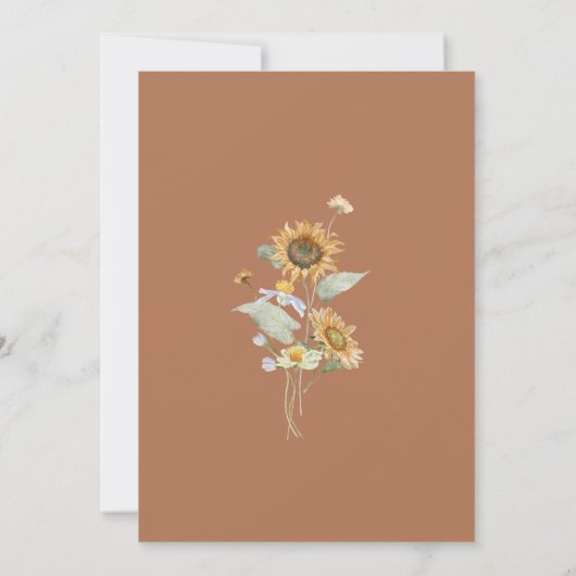Rustikale Sonnenblume Beige Arch Wedding Flat Save The Date (Rückseite)