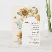 Rustikale Sonnenblume Beige Arch Wedding geklappt Programm (Vorderseite)