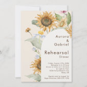 Rustikale Sonnenblume Beige Hochzeit Probe Dinner Einladung (Vorderseite)