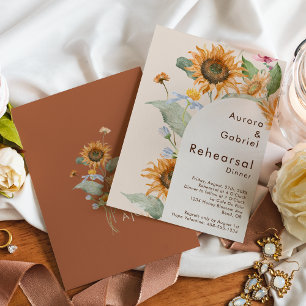 Rustikale Sonnenblume Beige Hochzeit Probe Dinner Einladung