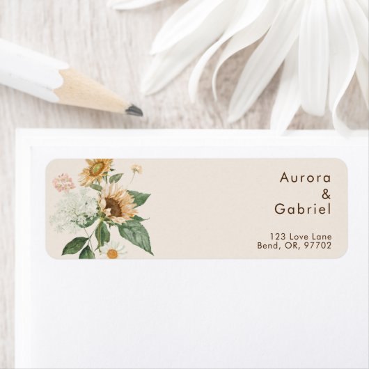 Rustikale Sonnenblume Beige Hochzeitsstimmung Rück (Insitu)