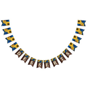 Rustikale Sonnenblume Blaue Rose Nachtisch Wimpelkette